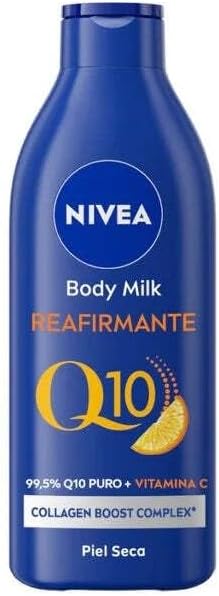 Q10 Body Milk Rassodante (1 x 400 ml), Crema Idratante Corpo 72h per Pelle Secca, Crema Rassodante Corpo con Collagen Boost Complex, Vitamina C e Q10 Puro