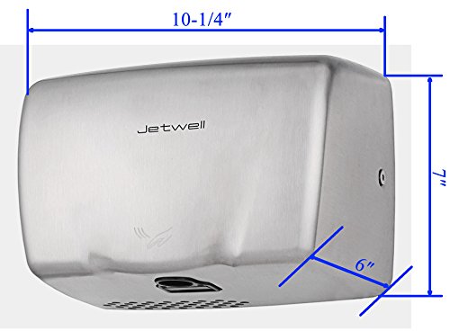 Jetwell (2 Pack) High Speed Commercial Automatic Hand Dryer - Heavy Duty Stainless Steel - Hot Air Hand Blower (Polished Stainless Steel)