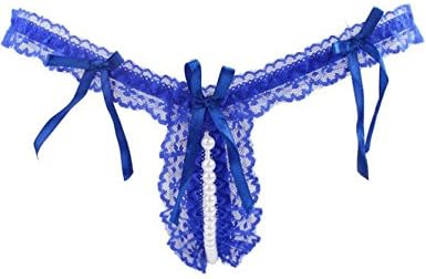 Women Sexy lace Lingerie Open Crotch Thong G Strings with Pearl Massage Plus Size