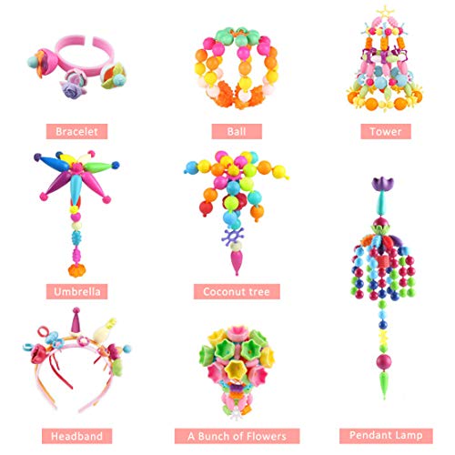 Little Girls Toys for Age 3 4 5 6 Pop Beads 600 Pcs Jewelry Making Gifts Arts and Crafts for Kids Necklace and Bracelet and Ring Creativity DIY Set