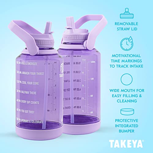 Takeya Premium Quality Motivational Water Bottle with Straw Lid with Times to Drink, BPA Free