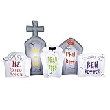 8' Long Airblown Flashing Lights Tombstone Scene Halloween Inflatable