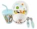 Deluxe Kid Friendly 5 pc Cute Animal Decal Dinnerware Set, BPA Free with Anti-Slip Rubber by Pillowfort (Blue)