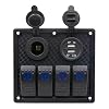 Switch-Panel-Napoo-Digital-Voltmeter-Double-USB-Power-Charger-Adapter-Waterproof-Auto-ATV-Marine-Boat-4-Gang-Circuit-Blue-LED-Rocker-Panel-Switch-For-Car-Boat-Marine