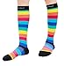 CompressionZ 20-30 mmHg Compression Socks Men & Women - Knee High Support Stockings (Rainbow Stripes, Large)