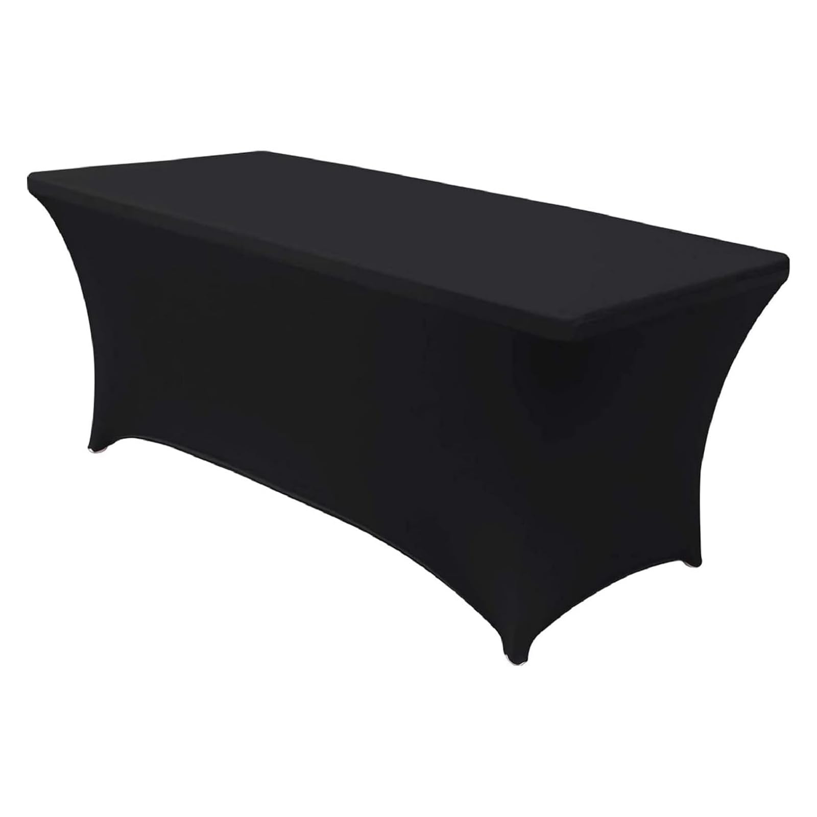 JIAHU Spandex Stretch Table Cover Cloth 6ft Foot Rectangular Fit Wedding Black 1Pc