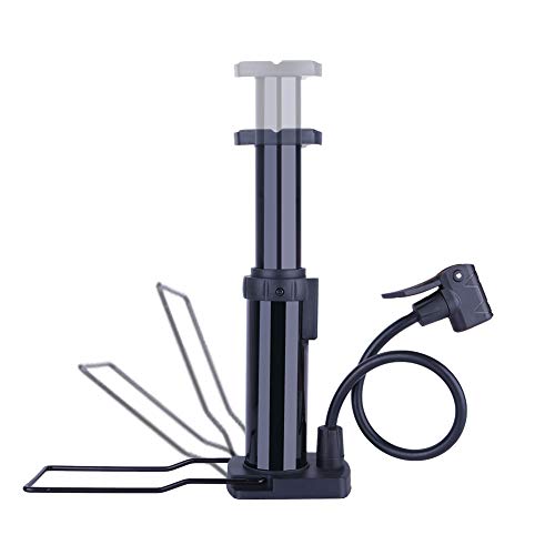 Toolitin Bike Pump Mini Bike Floor Pump Portable Bicycle Pump with Presta Schrader Valves Gas Needle Hand Foot Activated Air Pump for Road Bike Mountain Bike Balls Balloons (Black)