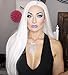 Morvally 24 inches Long Straight Lace Front Wigs 1001# Platinum White Natural Heat Resistant Synthetic Hair Free Part Half Hand Tied Glueless Wig for Cosplay Daily Wear