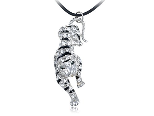 Alilang silvery tone clear crystal rhinestones animal tiger cord …