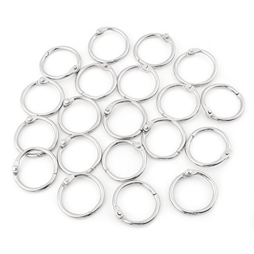 20Pcs Loose Leaf Rings 30mm, Nickel Plated Metal Split Key Rings for Document Binding and Scrapbook Albums, Hinged Ring Clips for Organizing Papers