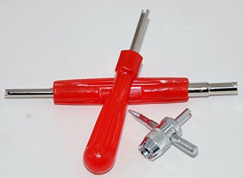 LingSY 2 in 1 Set Dual Single Head Valve Core Remover &amp; 4 in 1 Tire Repair Tool for Car Truck Bicycle Motorcycle