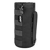 Gonex Tactical Military MOLLE Water Bottle Pouch, Drawstring Open Top & Mesh Bottom Travel Water Bottle Bag Tactical Hydration Carrier Black