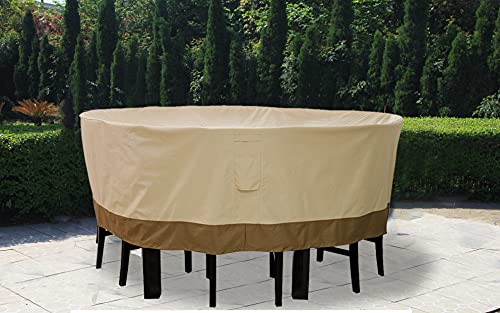 Vanteriam Outdoor Round Patio Table and 4 to 6 Chairs Set Cover, Heavy Duty Waterproof 600D ...