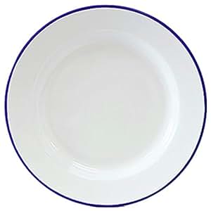 Amazon.com | Enamelware Dinner Plate -Solid White with Blue Rim: Falcon ...