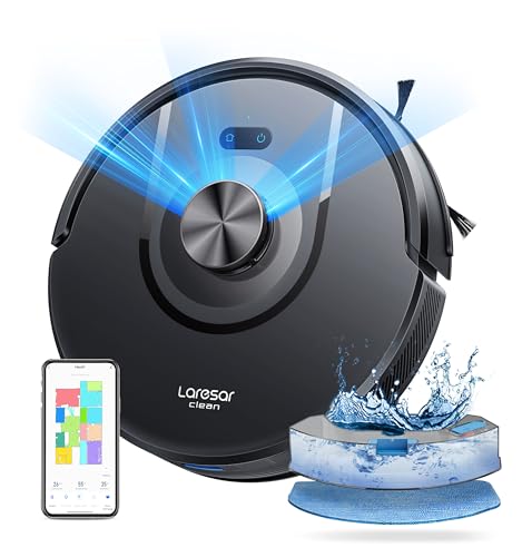 Laresar Clean 8000Pa Robot Vacuum Cleaner with Wiping Function, 3-in-1 Vacuum Cleaner Robot with Laser Navigation, Robot Vacuum Cleaner with App Control, 180 Minutes Running Time, Ideal for Pet Hair
