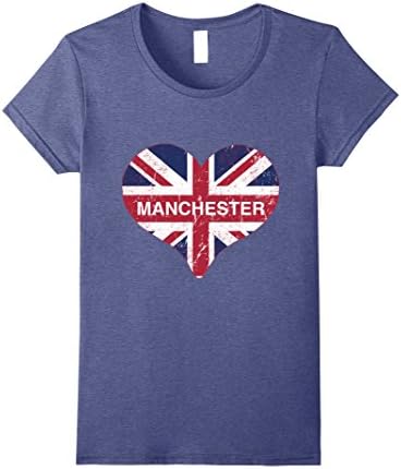 Womens I Love Manchester England T-Shirt Large Heather Blue