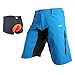 ARSUXEO Mens Sports MTB Mountain Bike Loose Fit Cycling Bicycle Shorts DH2 Blue with Padded Size XXL