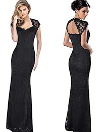 VFSHOW - Vestido largo de encaje floral elegante para mujer