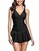 LALAVAVA Women's One Piece Swimsuit Ruched Tummy Control Skirted Swimdress Bathing Suit