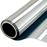 Window Film One Way Film Daytime Privacy Static Non-Adhesive Decorative Heat Control Anti UV Window Tint for Home and Office, Silver 6 Mil 35.4 Inch x 6.5 Feet