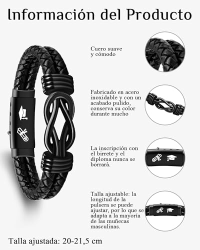 SUNSH Original Gifts for Men Son Brother, Bracelet Man Brother Son Teenagers, Leather Bracelet with Infinity Knot, Birthday Gift Christmas Valentine's Day Graduation