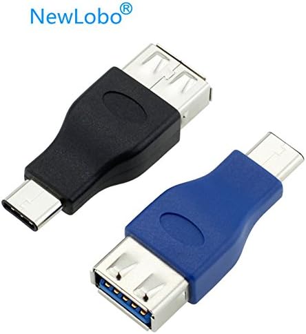 USB 3.1 Type C,NewLobo®2Pack USB-C to Type A USB 3.0 Female Adapter for Apple New Macbook 12 Inch,ChromeBook Pixel, Nokia N1 Tablet and Other Type-C Devices(2Pack)-Black and Blue