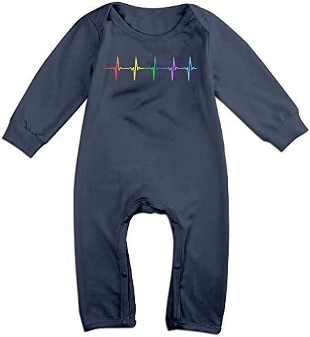 Kmeiqufan Rainbow Pulse Hearbeat LGBT Cute Baby Long Sleeve Shirts Bodysuits