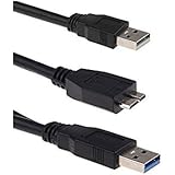 (35cm - 1Feet - 0.35M) New USB 3.0 Dual Power Y Shape 2 X Type a to Micro B SuperSpeed Cable for External Hard Drives Seagate/Toshiba/WD/Hitachi/Samsung & Wii U