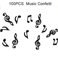 Woparty Black Glitter Music Clef Note Paper Confetti Table Confetti for Music Party Supplies,Music Themed Events,Rock Star Party(Pack of 100)