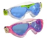Aqua Sphere Vista Junior 2 Pack Swim Goggles Blue Lens w/Clear/Lime & Pink/White Frames