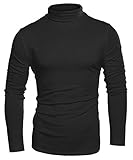 Coofandy Mens Casual Basic Thermal Turtleneck Slim Fit Pullover Thermal Sweaters, Black, XX-Large
