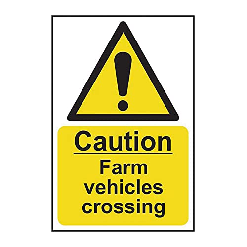 Caution Farm Vehicles Crossing Safety Sign, Non Adhesive Rigid 1mm PVC Board, 200mm x 300mm