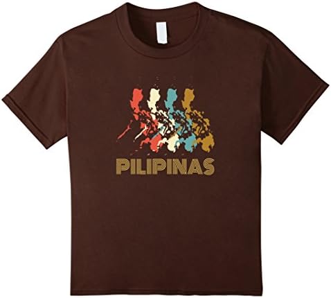 Kids Vintage Philippines T-shirt, I Love Pilipinas Map Shirt  12 Brown