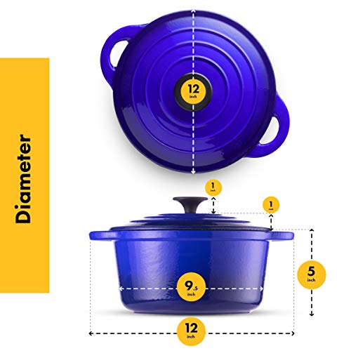 Klee Enameled Cast Iron Dutch Oven Casserole Dish with Self-Basting Cast Iron Lid, 4-Quart (Blue) - Thumbnail 4