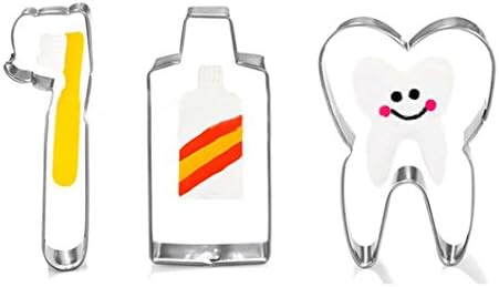 Mold, Hatop Stainless Steel Biscuit Mold Toothpaste Tooth Toothbrush Cookie Cutter Set