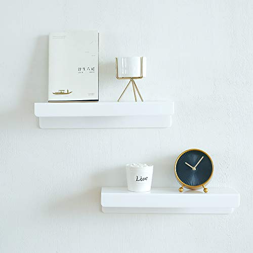 IEEK 15 Inch White Floating Wall Shelf,Modern Picture Display Ledge and