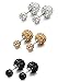 Jstyle 3 Pairs Stainless Steel Cubic Zirconia Stud Earrings for Women Pierced Double Sided Crystal Ball