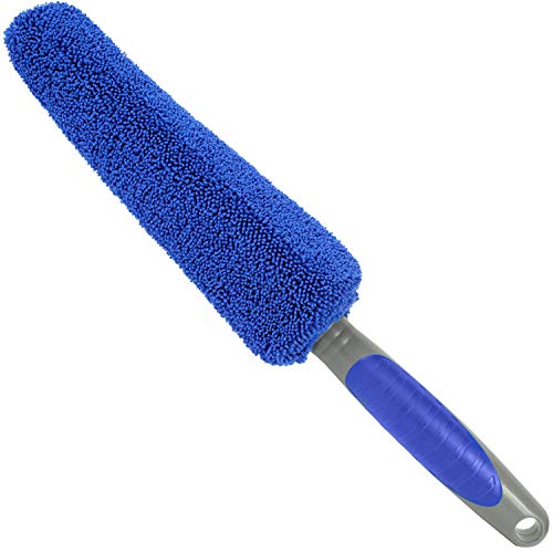 Viking Car Care 534001 Premium Metal Free Wheel and Rim Brush - 2 Inches x 14.3 Inches, Blue and Grey - Thumbnail 6