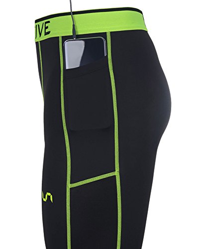Take Five Men’s Side Pockets Cool Dry Tights UV Protection Compression Baselayer Cycling Yoga Leggings (Z804, XXXL)