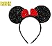 DSHZ Mickey Mosue ears for Girls Birthday Party with phone holder and whistling straits, miki mouse ears for girl, bow for kids and for Celebrations Ears Solid Black and Bow Minnie (Pack of 12)