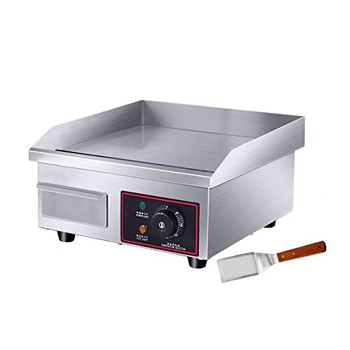 PROMOTOR 14" 1500W Food Commercial Electric Countertop Griddle Flat Top Restaurant Grill BBQ Adjustable Temp Control Grill