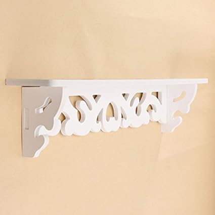 White Wooded Pierced Shelves Home Wall Storage Holder Cut Out