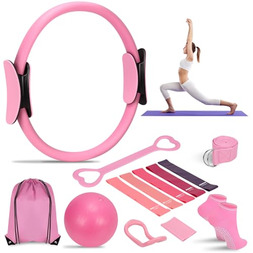 Kit Pilates em Casa, Conjunto de 13 Peças para Yoga Pilates Circle, Kit de Ioga para Iniciantes e Entusiastas de Pilates