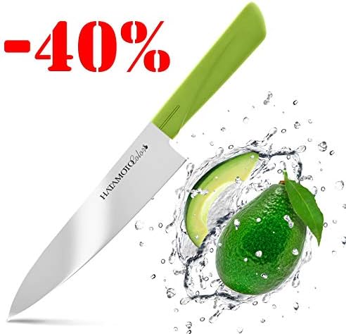 Japanese Knife - Kitchen Knife - Utility Knife - Sharp Knife for cooking - Professional Knife for Pampered Chef - Color Knife Handle - Japanese Knifes for Cooks - Universal Knives with Razor Blade