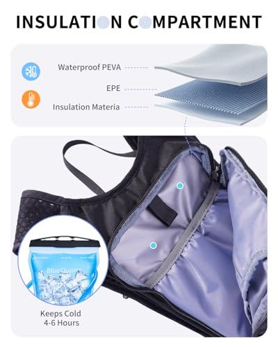 Blue Quartz Hydration Backpack with 2L Water Bladder, Hiking Water Backpack for Women Men, Lightweight Cycling Daypack with Phone Pocket & Helmet Net Bag, Hydration Pack for Biking, Running, Skiing