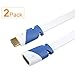 SHD Flat HDMI Cable HDMI Extension Cable 4K Ultra 2.0V Male to Female HDMI Cord Support 3D,Ethernet,1080P -3Feet-2Pack