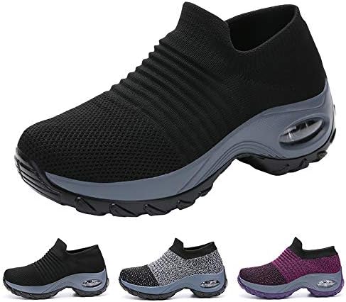 Funnie Women's Walking Shoes Sock Slip On Breathe Comfort Mesh Fashion Sneakers Air Cushion Lady Girls Modern Jazz Dance Shoes Platform Loafers