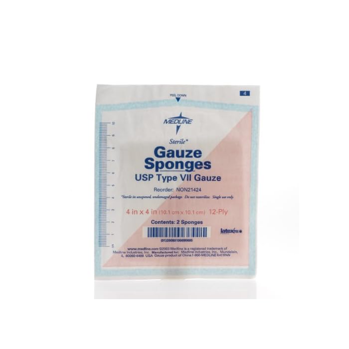 Medline Gauze Sponge Sterile 12 Ply, 50 Count