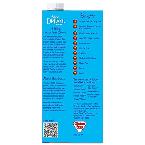 RICE DREAM Enriched Vanilla Rice Drink, 32 fl. oz. (Pack of 6)