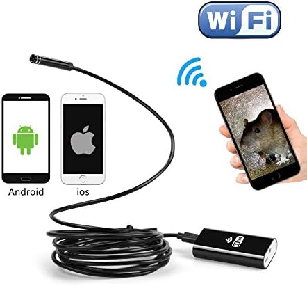 Wireless Endoscope Wi-Fi Borescope Inspection Camera, IP67 Waterproof 2.0 Megapixels HD Snake Camera for Android IOS Smartphone, iPhone, Samsung, Tablet, PC, MZvul -16.4ft 5M